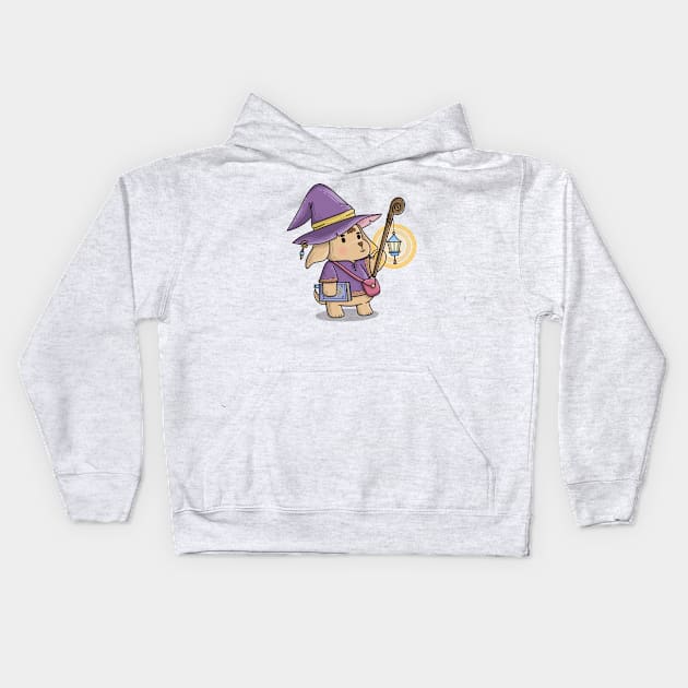 Dog Wizard Kids Hoodie by Nightly Crafter